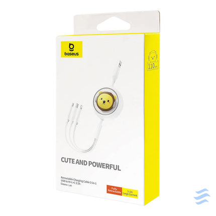 Charging Cable 3w1 Baseus USB to USB C USB M Lightning 3,5A 1,1m (White) Combo Cables
