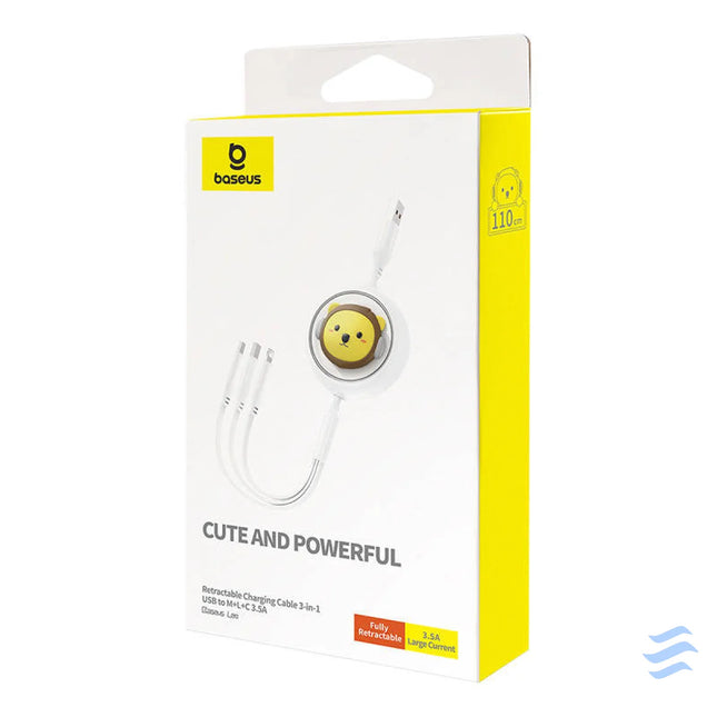 Charging Cable 3w1 Baseus USB to USB C USB M Lightning 3,5A 1,1m (White) Combo Cables
