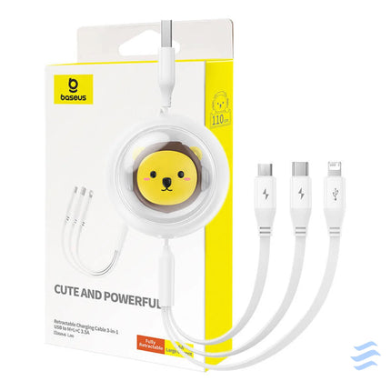 Charging Cable 3w1 Baseus USB to USB C USB M Lightning 3,5A 1,1m (White) Combo Cables