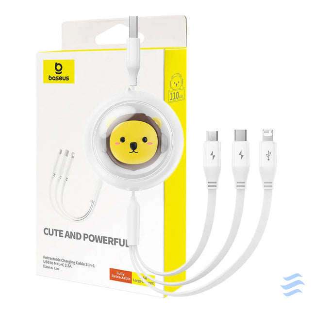 Charging Cable 3w1 Baseus USB to USB C USB M Lightning 3,5A 1,1m (White) Combo Cables
