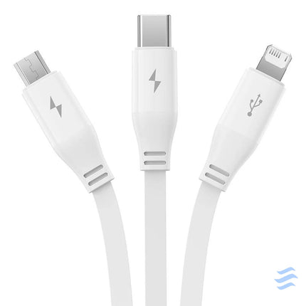 Charging Cable 3w1 Baseus USB to USB C USB M Lightning 3,5A 1,1m (White) Combo Cables