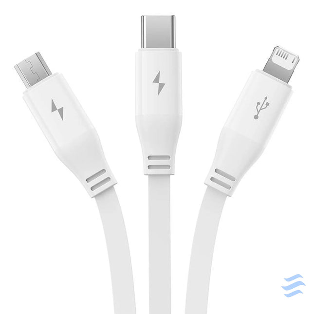 Charging Cable 3w1 Baseus USB to USB C USB M Lightning 3,5A 1,1m (White) Combo Cables