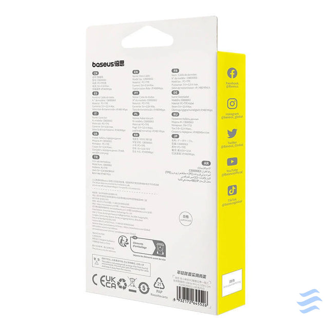 Charging Cable 3w1 Baseus USB to USB C USB M Lightning 3,5A 1,1m (White) Combo Cables