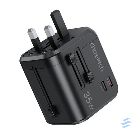 Choetech PD5008 travel charger 3xUSB A 2xUSB C GaN 35W US/EU/UK/AU (black) mains chargers