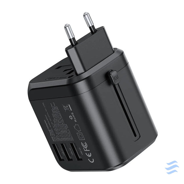 Choetech PD5008 travel charger 3xUSB A 2xUSB C GaN 35W US/EU/UK/AU (black) mains chargers