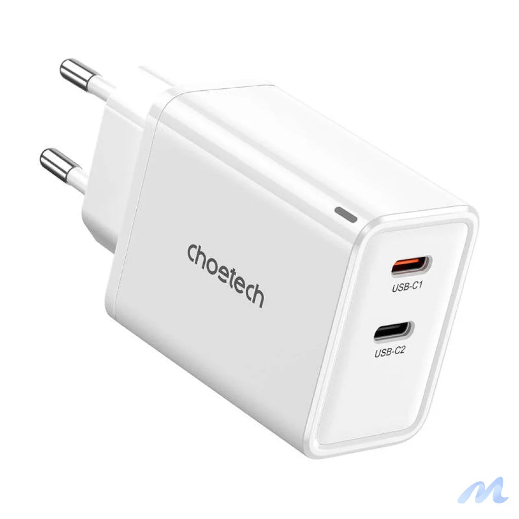 Choetech PD6013, GaN, 2x USB-C, PD65W network charger (white)