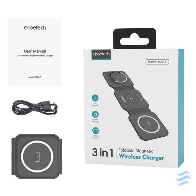 Choetech T588 F 3in1 Magnetic Wireless Charger 15W (black) Wireless chargers