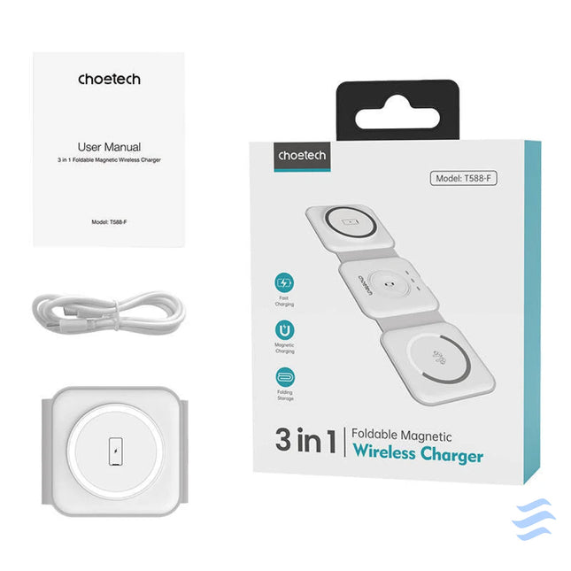 Choetech T588 F 3in1 Magnetic Wireless Charger 15W (white) Wireless chargers