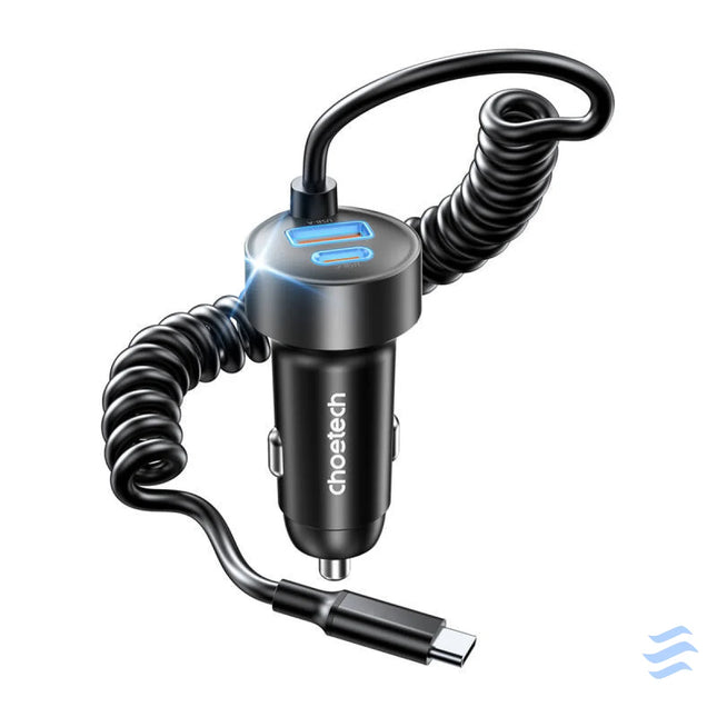 Choetech TC0030 65W 1C1A dual port car charger with 1.2m spring cable Car chargers