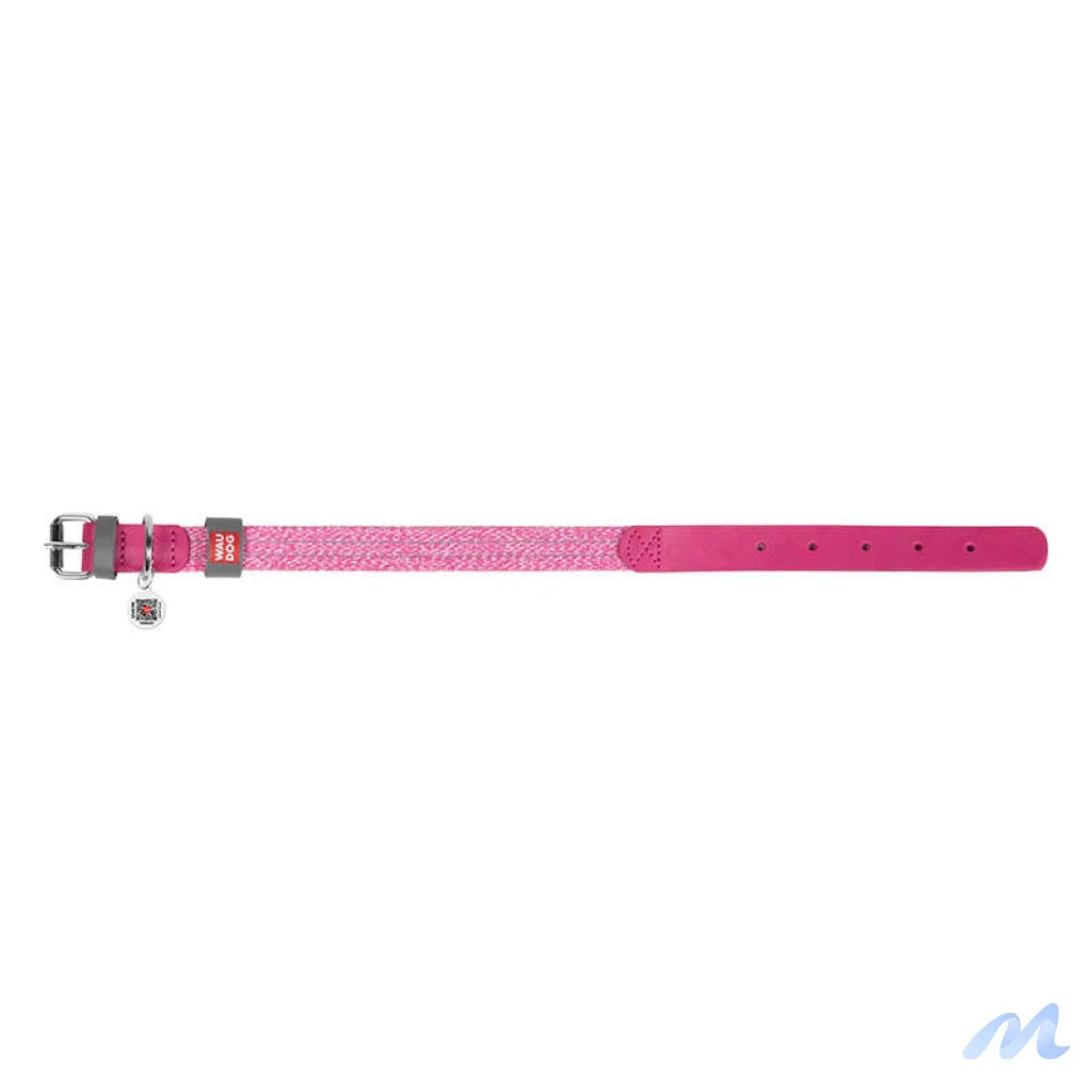 Classic Dog collar with QR code Waudog size L pink