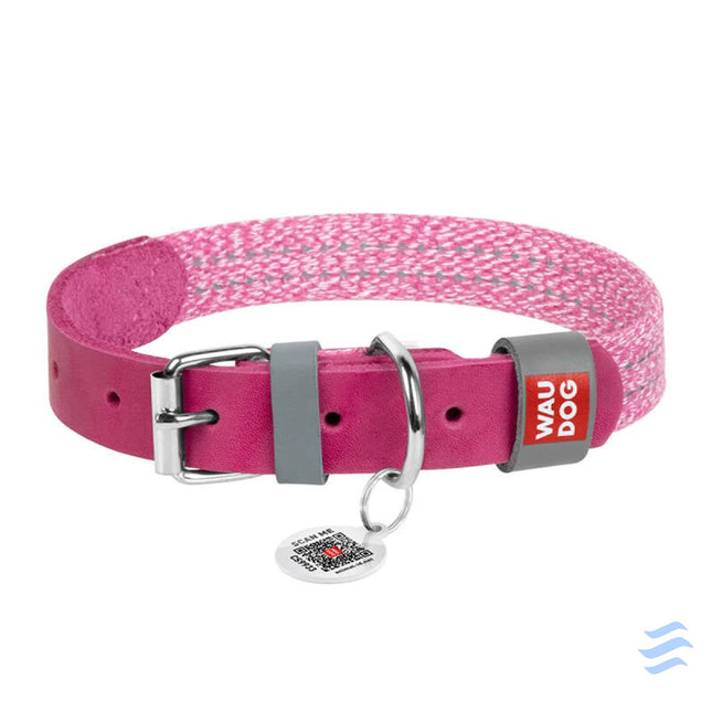 Classic Dog collar with QR code Waudog size M pink Walking and transportation