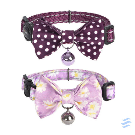 Collar set Dogness for cats 2 pcs (Calamus Purple/Polka Dot Purple) Walking and transportation
