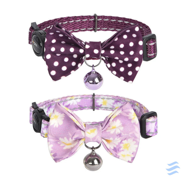 Collar set Dogness for cats 2 pcs (Calamus Purple/Polka Dot Purple) Walking and transportation