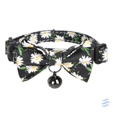 Collar set Dogness for cats 2 pcs (Daisy Black/Waterproof Red) Walking and transportation