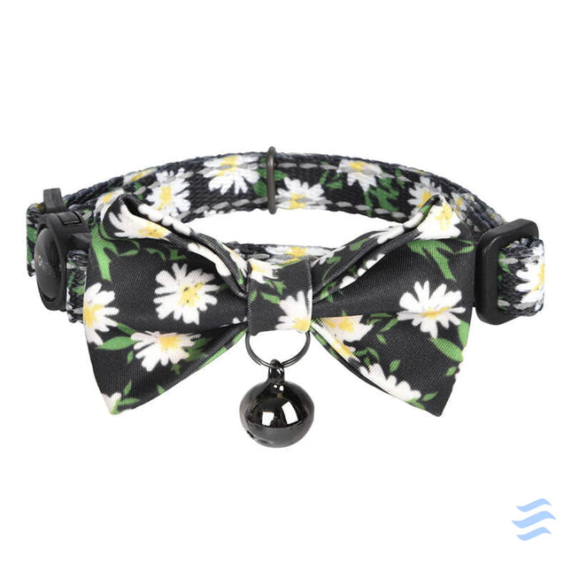 Collar set Dogness for cats 2 pcs (Daisy Black/Waterproof Red) Walking and transportation