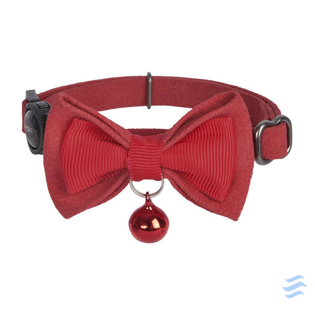 Collar set Dogness for cats 2 pcs (Genuine Leather Red/Fiber Black) Walking and transportation