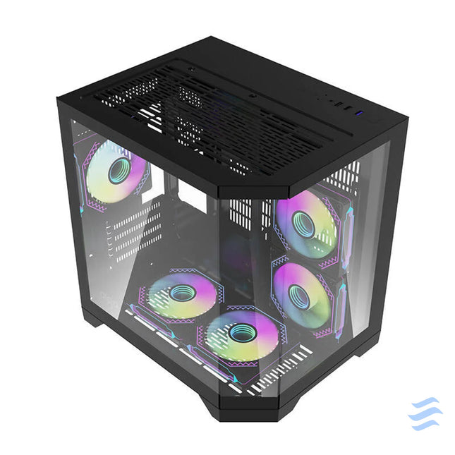 Darflash FT350 computer case + 5 aRGB fans (black) With fan