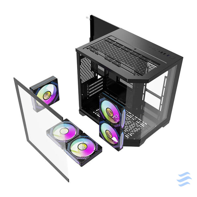 Darflash FT350 computer case + 5 aRGB fans (black) With fan