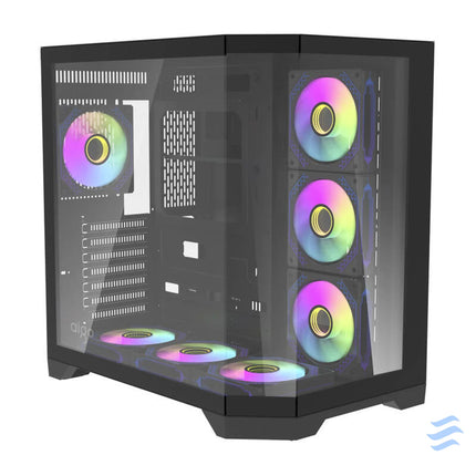 Darflash FT418 PRO computer case + 7 aRGB fans (black) With fan
