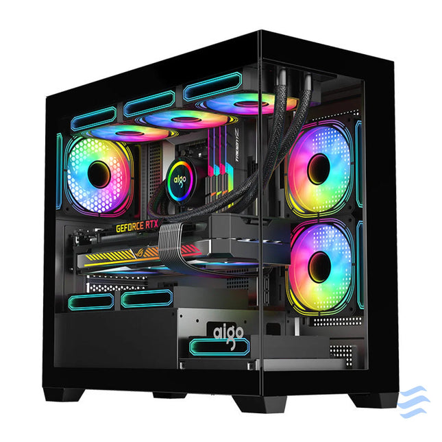 Darkflash C218M computer case + 6 ARGB fans (black) With fan