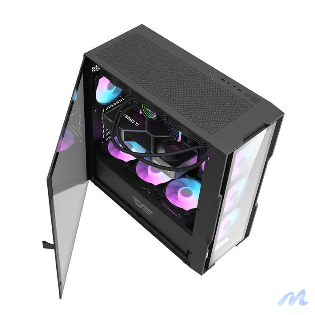 Darkflash DK431 Glass computer case (black) + 4 RGB fans