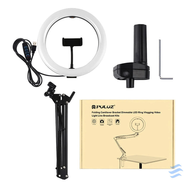 Desktop arm stand Puluz with 26cm LED Vlogging Ring PKT3090B Ring lights