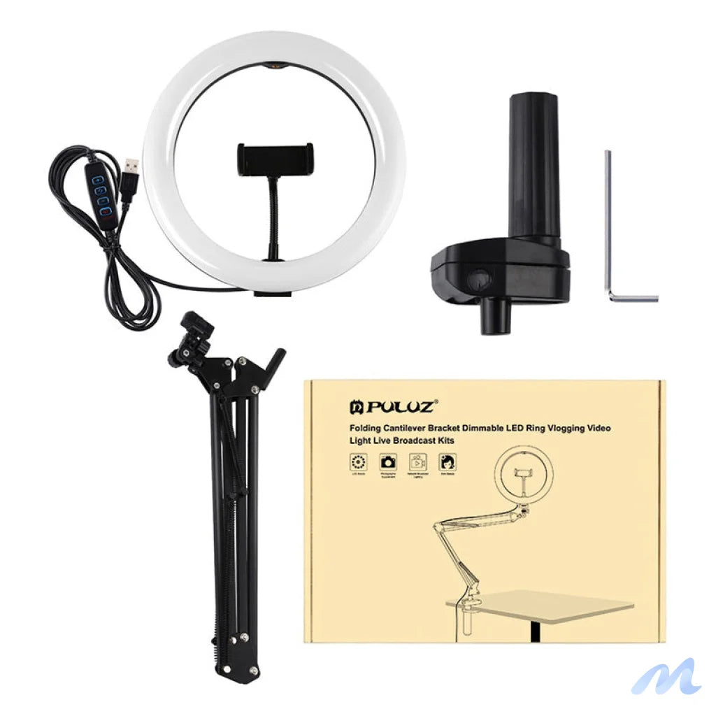 Desktop arm stand Puluz with 26cm LED Vlogging Ring PKT3090B