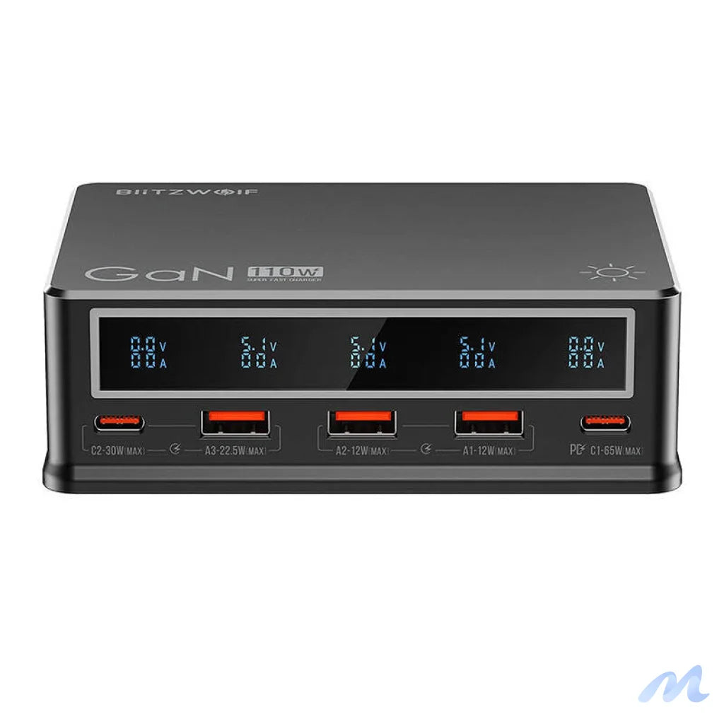 Desktop Charger Blitzwolf BW-i9 110W PD 3xUSB-A, 2xUSB-C (black)