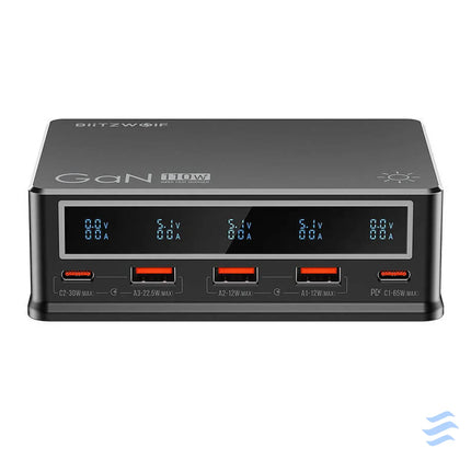 Desktop Charger Blitzwolf BW i9 110W PD 3xUSB A 2xUSB C (black) mains chargers