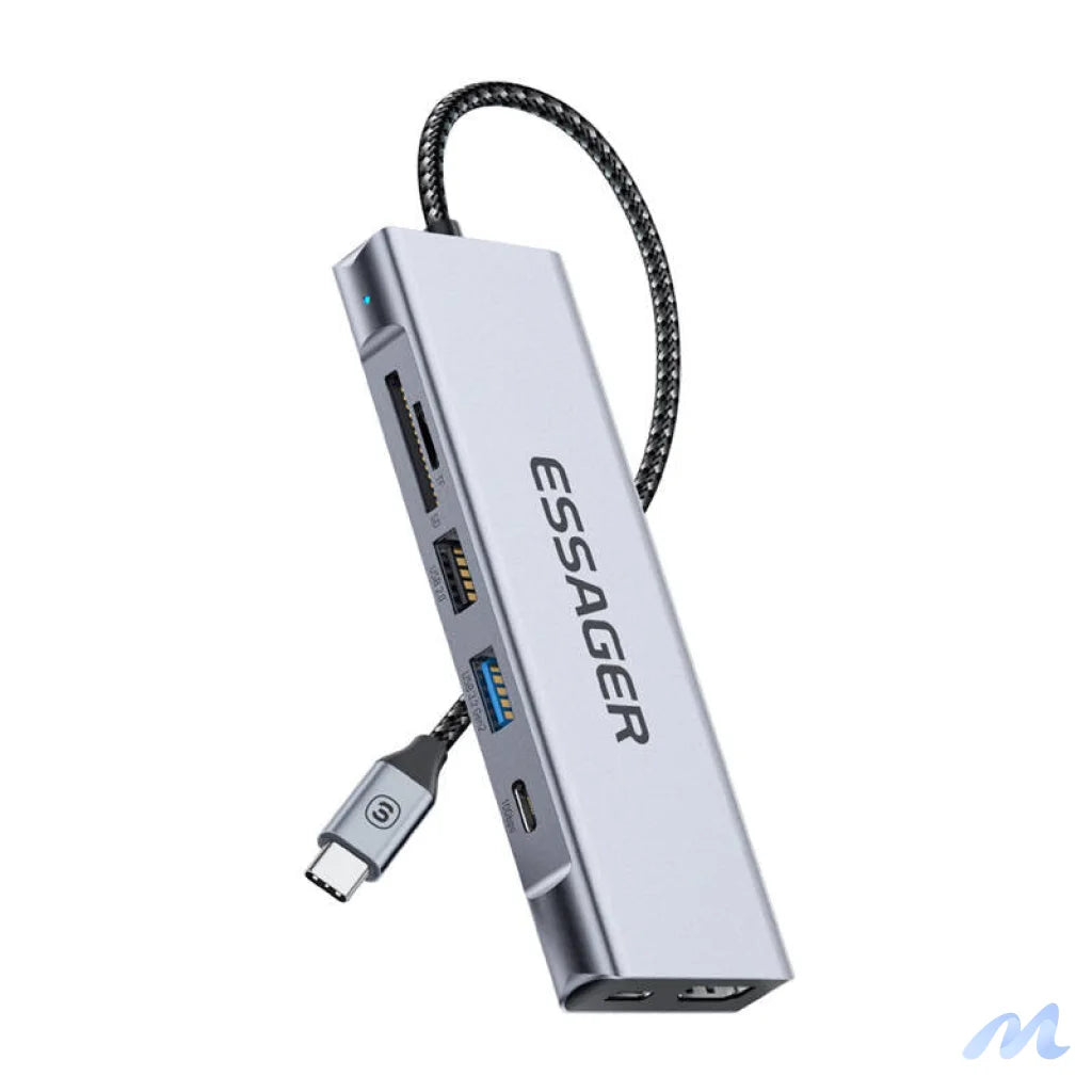 Docking Station, Essager, EHB08-QK0G-Z, HDMI, 2xUSB-A, SD card, TF card (gray)