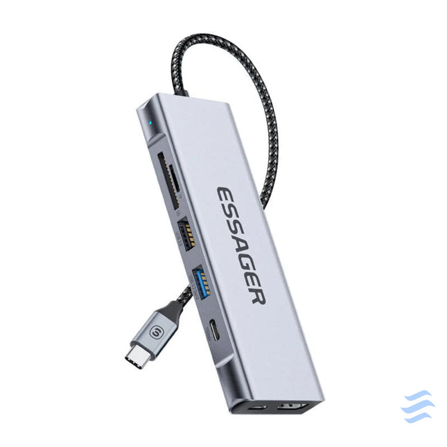 Docking Station Essager EHB08 QK0G Z HDMI 2xUSB A SD card TF card (gray) Docking stations