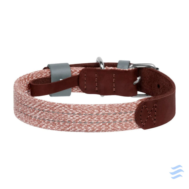 Dog collar made of natural leather and recycled material with QR code Waudog size L width 25 mm brown Walking and
