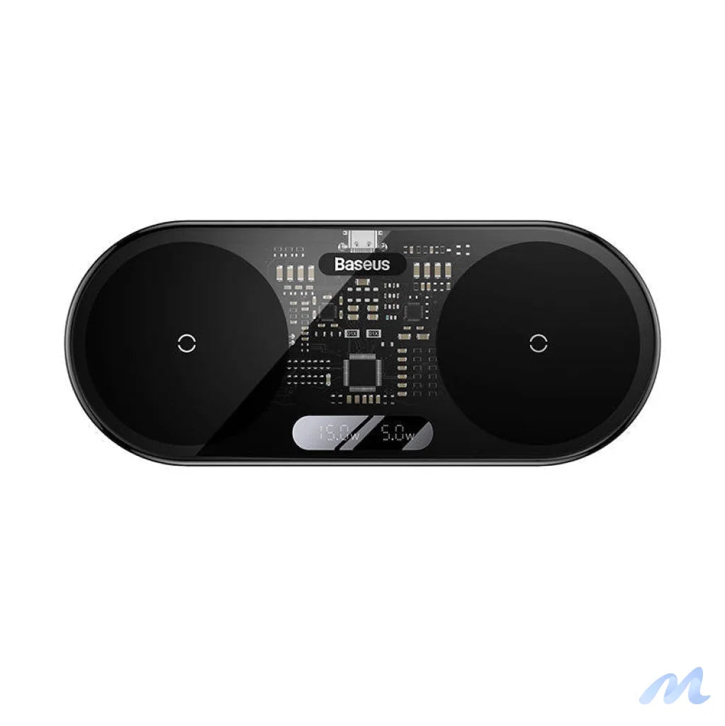 Dual Qi wireless charger Baseus Digital LED Display, 20W