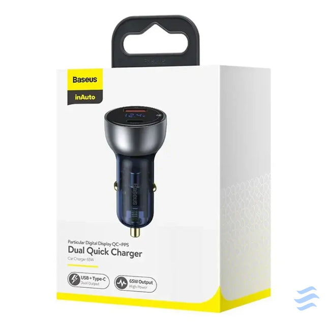 Dual Quick Charger Car Charger Baseus Particular Digital Display QC + PPS 65W (Silver) Car chargers
