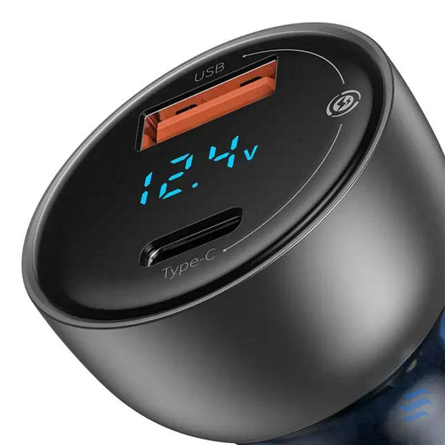 Dual Quick Charger Car Charger Baseus Particular Digital Display QC + PPS 65W (Silver) Car chargers