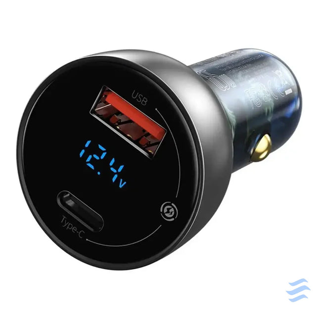 Dual Quick Charger Car Charger Baseus Particular Digital Display QC + PPS 65W (Silver) Car chargers