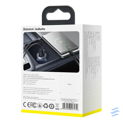 Dual Quick Charger Car Charger Baseus Particular Digital Display QC + PPS 65W (Silver) Car chargers
