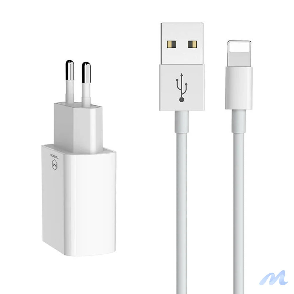 Dual USB charger Mcdodo CH-6720 (EU) Lightning 1m Travel set (white)