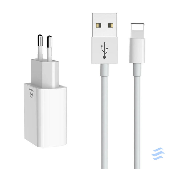 Dual USB charger Mcdodo CH 6720 (EU) Lightning 1m Travel set (white) mains chargers