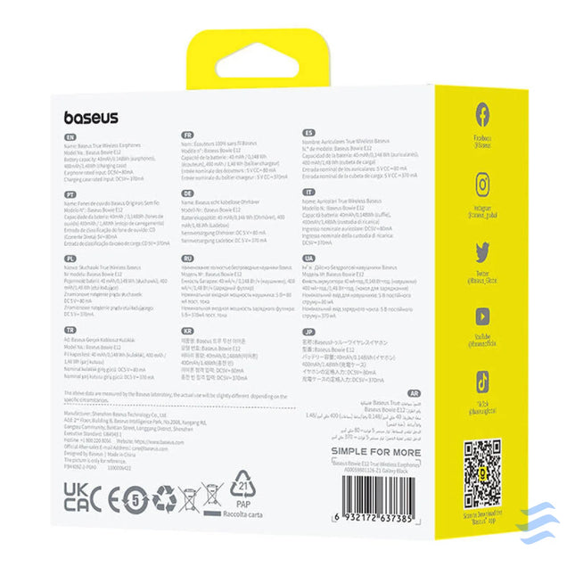 Earphones TWS Baseus Bowie E12 (black) TWS