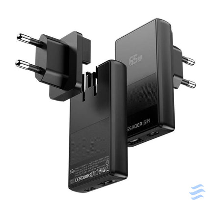 Essager ECT65W QCB01 Z GaN 65W A + C Charger (black) mains chargers