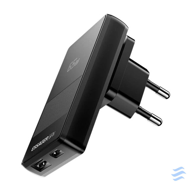 Essager ECT65W QCB01 Z GaN 65W A + C Charger (black) mains chargers