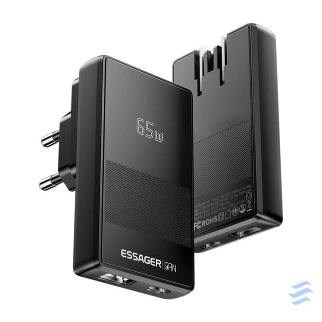 Essager ECT65W QCB01 Z GaN 65W A + C Charger (black) mains chargers