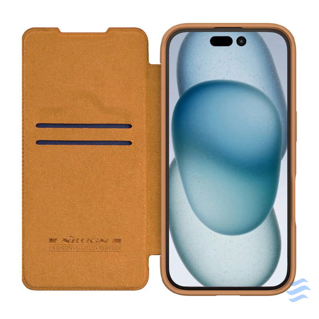 Etui Nillkin Qin Prop Leather iPhone 16 (brązowy) Protective cases for smartphones