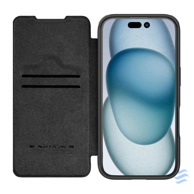 Etui Nillkin Qin Prop Leather iPhone 16 (czarny) Protective cases for smartphones