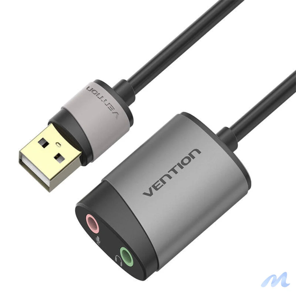 External USB Sound Card Vention CDKHB, TRS 3.5mm, 0.15m (gray)