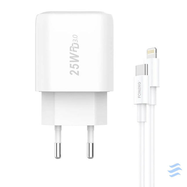 Fast charger Foneng 1x USB EU40 25W + USB C to Lightning cable mains chargers