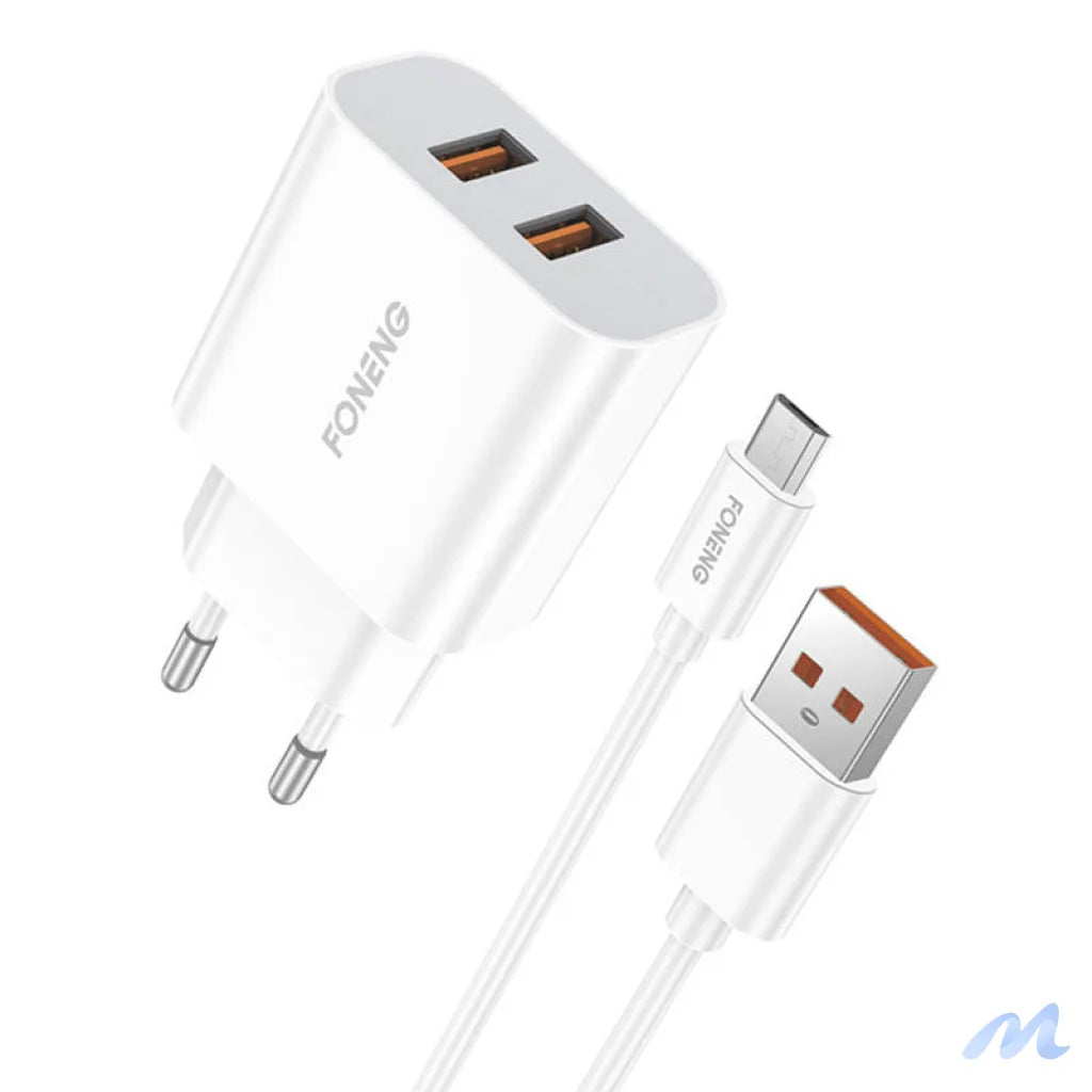 Fast charger Foneng 2x USB EU45 12W + USB Micro cable