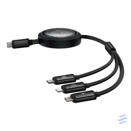 Fast Charging Cable 3in1 Baseus Free2Draw USB C to USB C/Lightning/Micro 100W 1,1m (black) Combo Cables