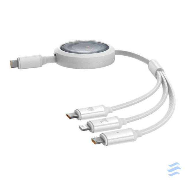 Fast Charging Cable 3in1 Baseus Free2Draw USB C to USB C/Lightning/Micro 100W 1,1m (white) Combo Cables